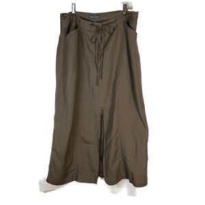 Addition Elle Olive Green Maxi Skirt with Front Zip